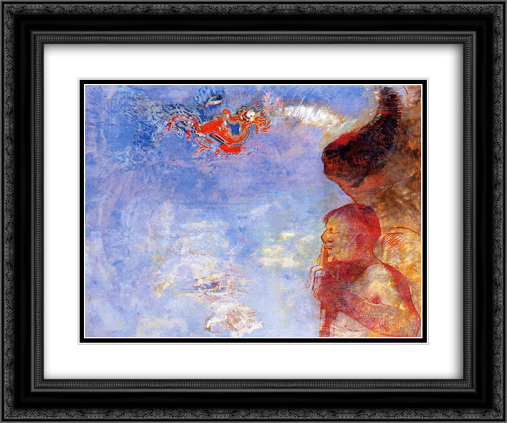 The Fallen Angel 24x20 Black Ornate Wood Framed Art Print Poster with Double Matting by Redon, Odilon