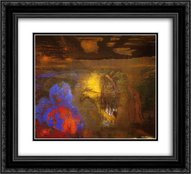 The Flight into Egypt 22x20 Black Ornate Wood Framed Art Print Poster with Double Matting by Redon, Odilon