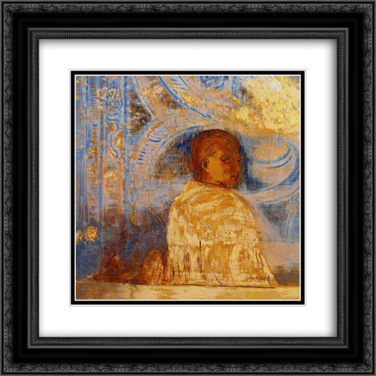 The Glance 20x20 Black Ornate Wood Framed Art Print Poster with Double Matting by Redon, Odilon