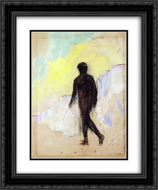 The Man 20x24 Black Ornate Wood Framed Art Print Poster with Double Matting by Redon, Odilon