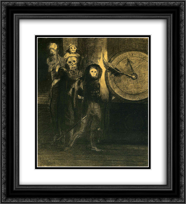 The Mask of the Red Death 20x22 Black Ornate Wood Framed Art Print Poster with Double Matting by Redon, Odilon