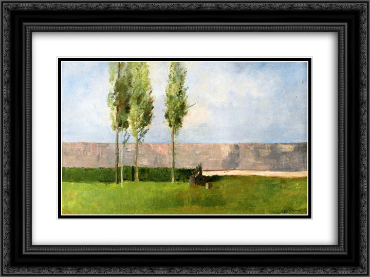 The Meadow 24x18 Black Ornate Wood Framed Art Print Poster with Double Matting by Redon, Odilon