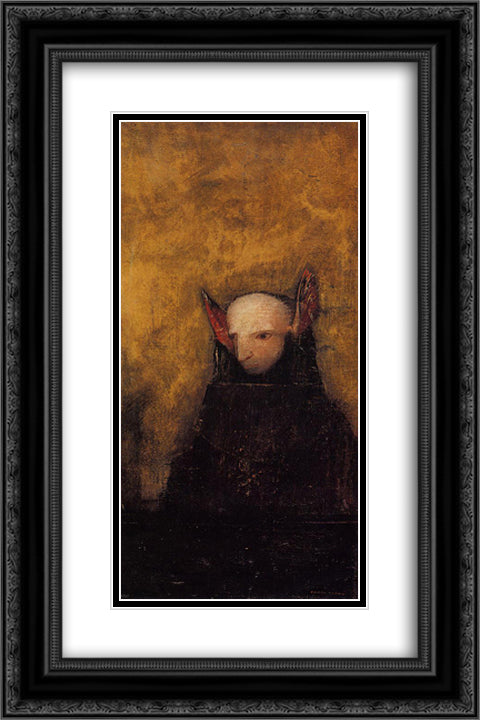 The Monster 16x24 Black Ornate Wood Framed Art Print Poster with Double Matting by Redon, Odilon