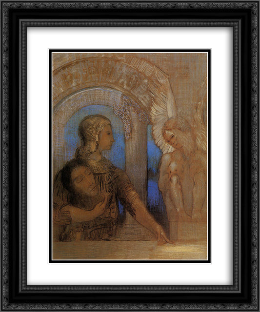 The Mystical Knight (Oedipus and the Sphinx) 20x24 Black Ornate Wood Framed Art Print Poster with Double Matting by Redon, Odilon