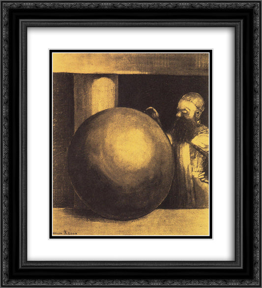 The Prisoner (Boulet) 20x22 Black Ornate Wood Framed Art Print Poster with Double Matting by Redon, Odilon