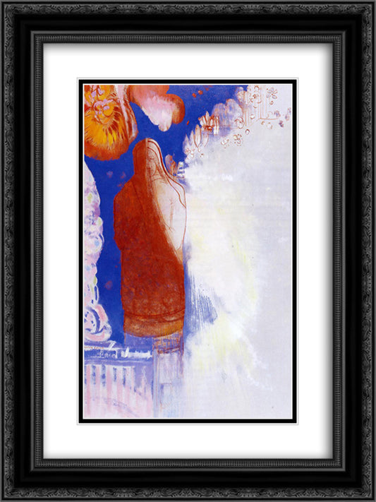 The Saint 18x24 Black Ornate Wood Framed Art Print Poster with Double Matting by Redon, Odilon