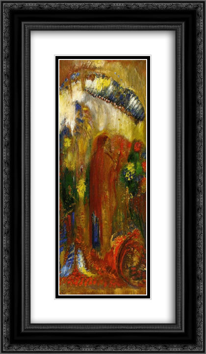 The Sermon 14x24 Black Ornate Wood Framed Art Print Poster with Double Matting by Redon, Odilon