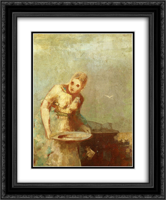 The Servant 20x24 Black Ornate Wood Framed Art Print Poster with Double Matting by Redon, Odilon