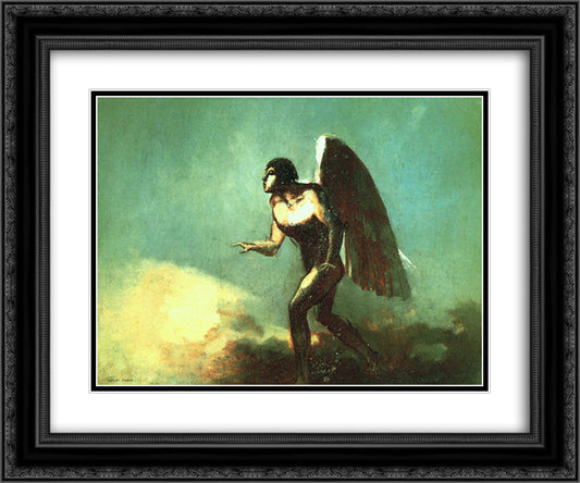 The Winged Man (The Fallen Angel) 24x20 Black Ornate Wood Framed Art Print Poster with Double Matting by Redon, Odilon