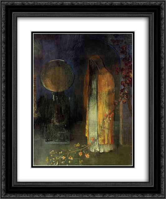 The Yellow Cape 20x24 Black Ornate Wood Framed Art Print Poster with Double Matting by Redon, Odilon