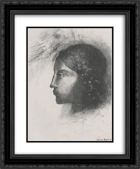 Upon awakening I saw the Goddess of the Intelligible with her severe and hard profile 20x24 Black Ornate Wood Framed Art Print Poster with Double Matting by Redon, Odilon