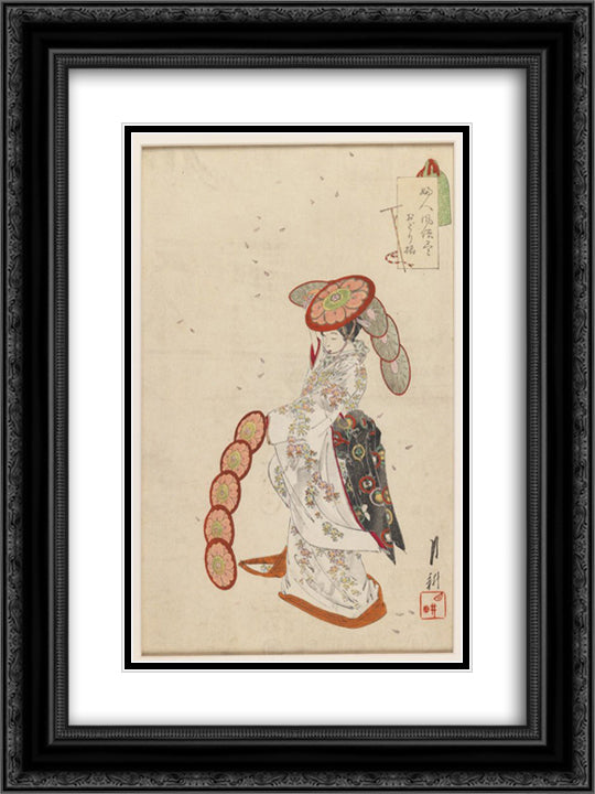 Odori Dancer 18x24 Black Ornate Wood Framed Art Print Poster with Double Matting by Gekko, Ogata