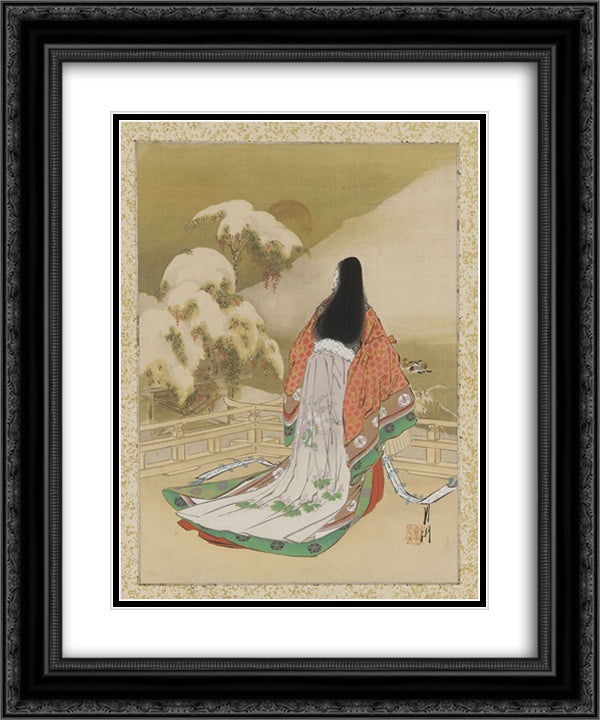 Women in Daily Life 20x24 Black Ornate Wood Framed Art Print Poster with Double Matting by Gekko, Ogata