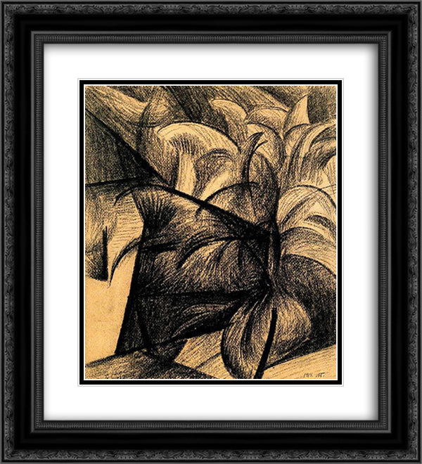 Abstraction 20x22 Black Ornate Wood Framed Art Print Poster with Double Matting by Bogomazov, Oleksandr