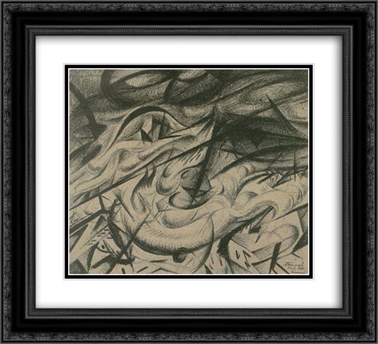 Fire in Kiev 22x20 Black Ornate Wood Framed Art Print Poster with Double Matting by Bogomazov, Oleksandr