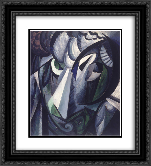 Head 20x22 Black Ornate Wood Framed Art Print Poster with Double Matting by Bogomazov, Oleksandr