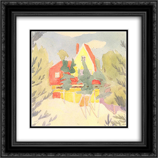 Landscape with the house with red roof 20x20 Black Ornate Wood Framed Art Print Poster with Double Matting by Bogomazov, Oleksandr