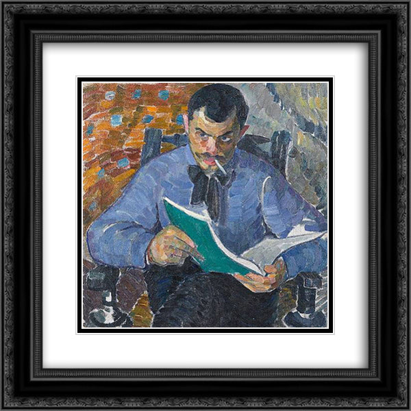 Portrait of the painter Burdanov 20x20 Black Ornate Wood Framed Art Print Poster with Double Matting by Bogomazov, Oleksandr