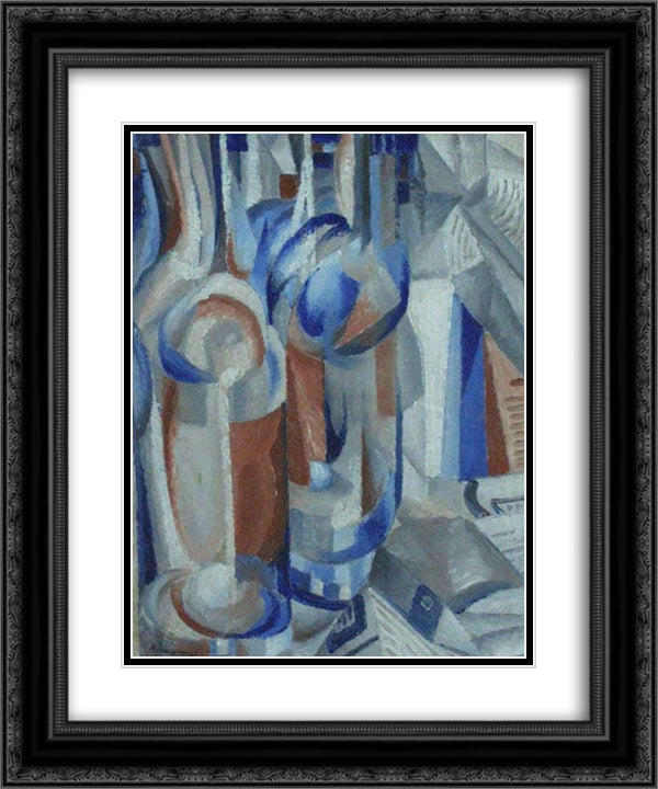 Still life. Bottles. 20x24 Black Ornate Wood Framed Art Print Poster with Double Matting by Bogomazov, Oleksandr
