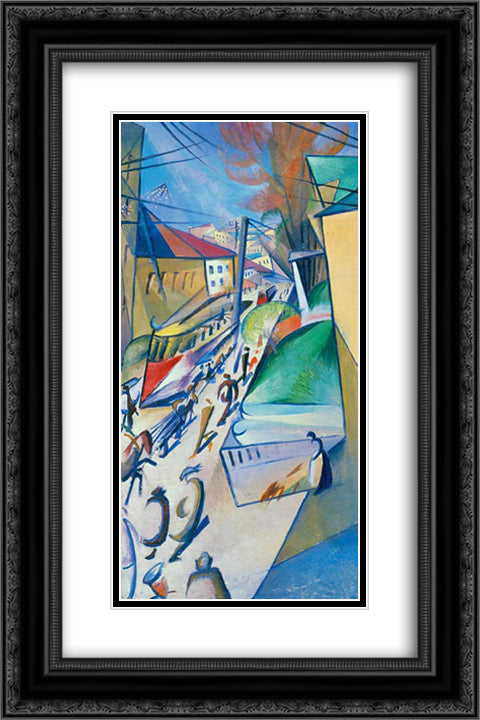 Tram 16x24 Black Ornate Wood Framed Art Print Poster with Double Matting by Bogomazov, Oleksandr