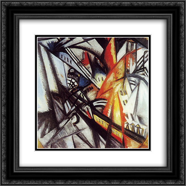 City on Fire 20x20 Black Ornate Wood Framed Art Print Poster with Double Matting by Rozanova, Olga