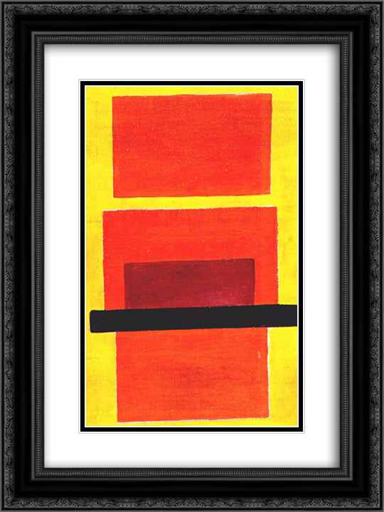 Color Painting (Non-Objective Composition) 18x24 Black Ornate Wood Framed Art Print Poster with Double Matting by Rozanova, Olga