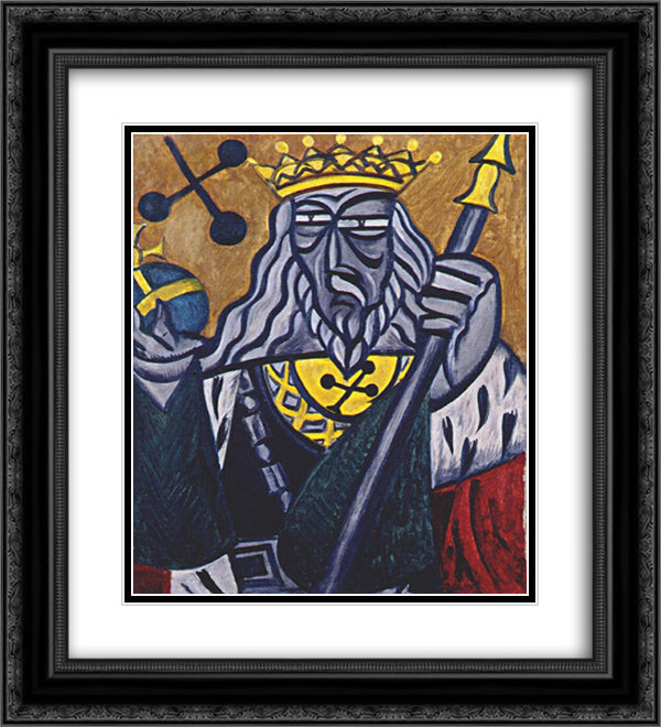 King of clubs 20x22 Black Ornate Wood Framed Art Print Poster with Double Matting by Rozanova, Olga