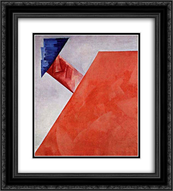Non-objective Composition 20x22 Black Ornate Wood Framed Art Print Poster with Double Matting by Rozanova, Olga