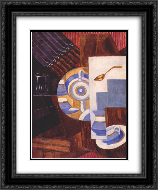 Sideboard with dishes 20x24 Black Ornate Wood Framed Art Print Poster with Double Matting by Rozanova, Olga