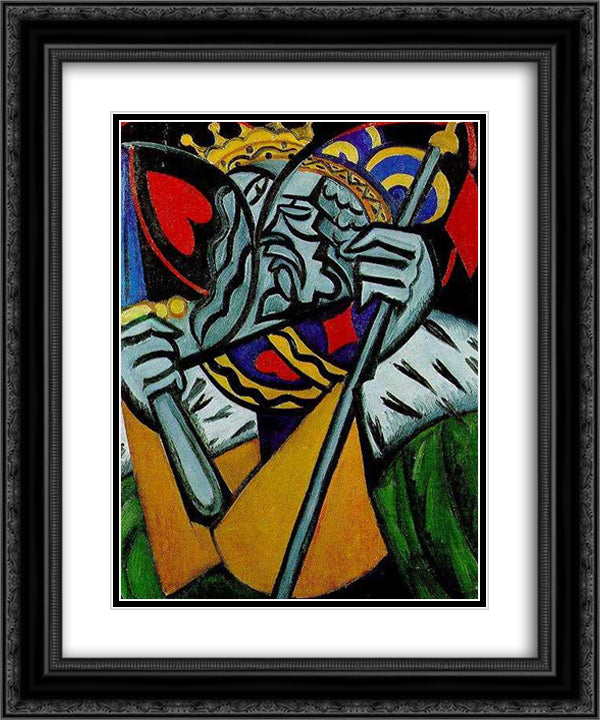 Simultaneous Representation of a King of Hearts and a King of Diamonds 20x24 Black Ornate Wood Framed Art Print Poster with Double Matting by Rozanova, Olga