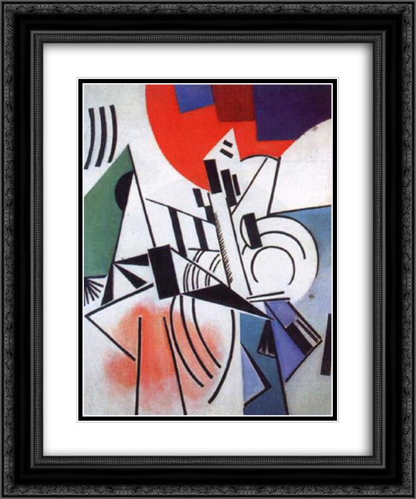 Suprematism 20x24 Black Ornate Wood Framed Art Print Poster with Double Matting by Rozanova, Olga