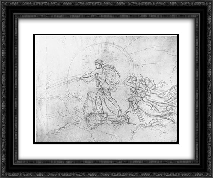 Apollo in a chariot 24x20 Black Ornate Wood Framed Art Print Poster with Double Matting by Kiprensky, Orest