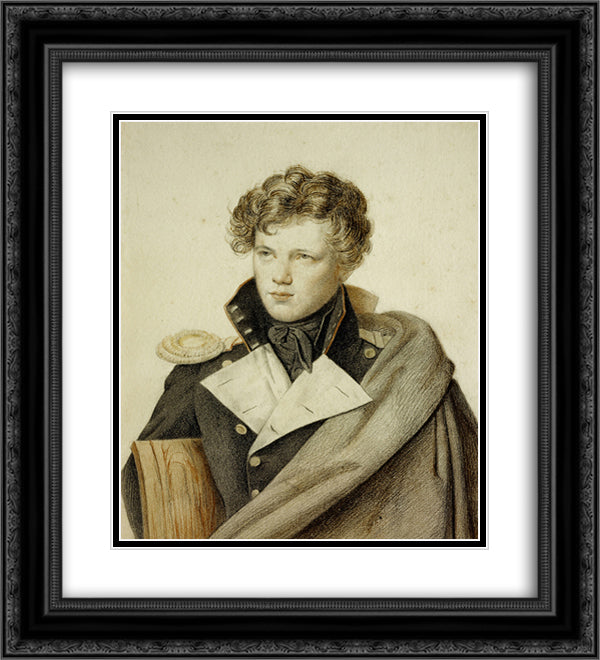 E. Komarovsky 20x22 Black Ornate Wood Framed Art Print Poster with Double Matting by Kiprensky, Orest