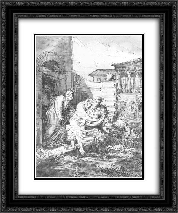 Flood in St. Petersburg 20x24 Black Ornate Wood Framed Art Print Poster with Double Matting by Kiprensky, Orest