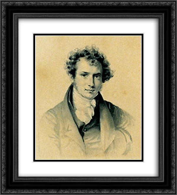 Francois-Louis Duval 20x22 Black Ornate Wood Framed Art Print Poster with Double Matting by Kiprensky, Orest