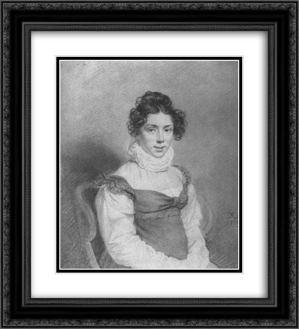 Gurko V. D. (female portrait) 20x22 Black Ornate Wood Framed Art Print Poster with Double Matting by Kiprensky, Orest