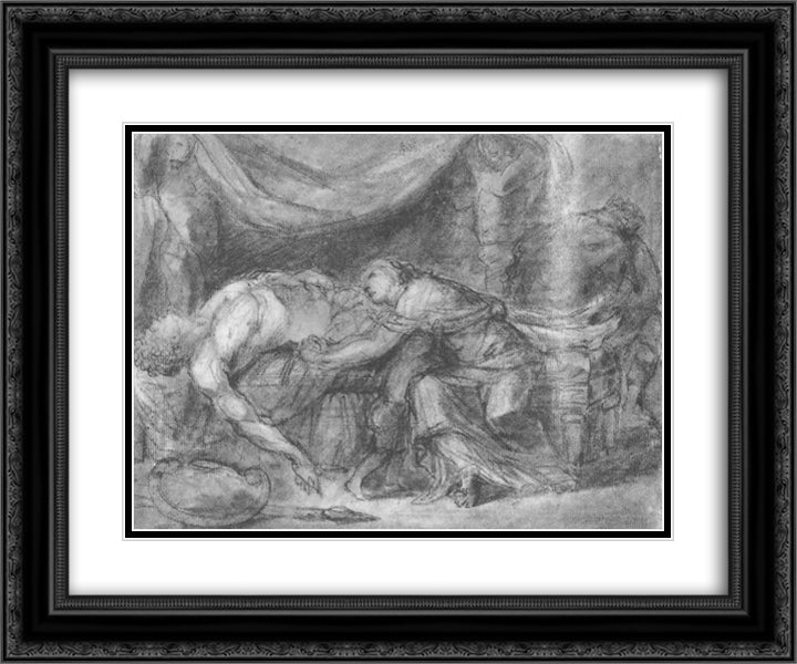Hector and Andromache 24x20 Black Ornate Wood Framed Art Print Poster with Double Matting by Kiprensky, Orest
