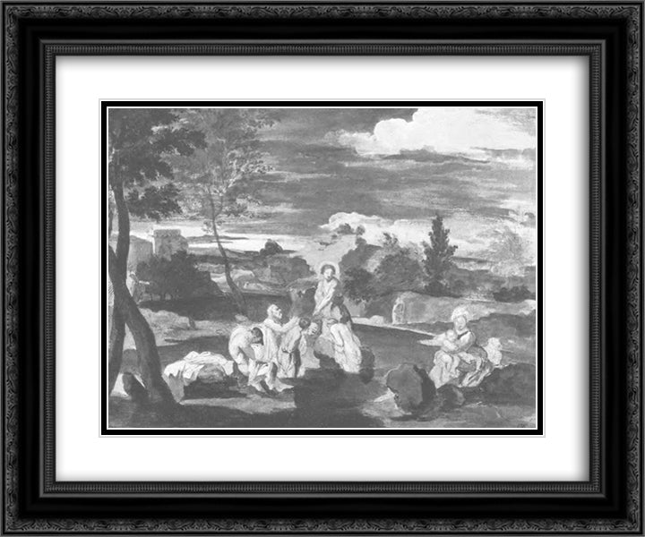 John the Baptist baptizing people 24x20 Black Ornate Wood Framed Art Print Poster with Double Matting by Kiprensky, Orest