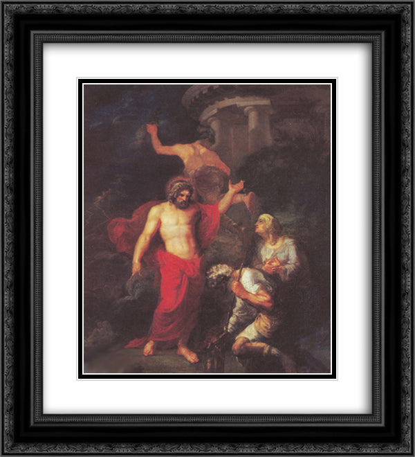 Jupiter and Mercury, in the form of visiting pilgrims Philemon and Baucis 20x22 Black Ornate Wood Framed Art Print Poster with Double Matting by Kiprensky, Orest