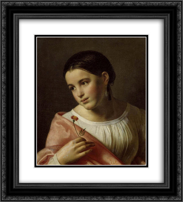 Poor Lisa 20x22 Black Ornate Wood Framed Art Print Poster with Double Matting by Kiprensky, Orest