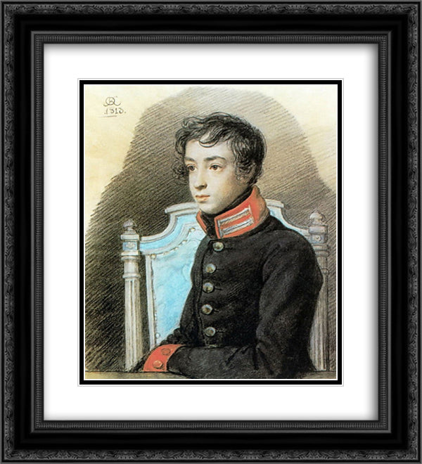 Portrait of A. P. Bakunin 20x22 Black Ornate Wood Framed Art Print Poster with Double Matting by Kiprensky, Orest