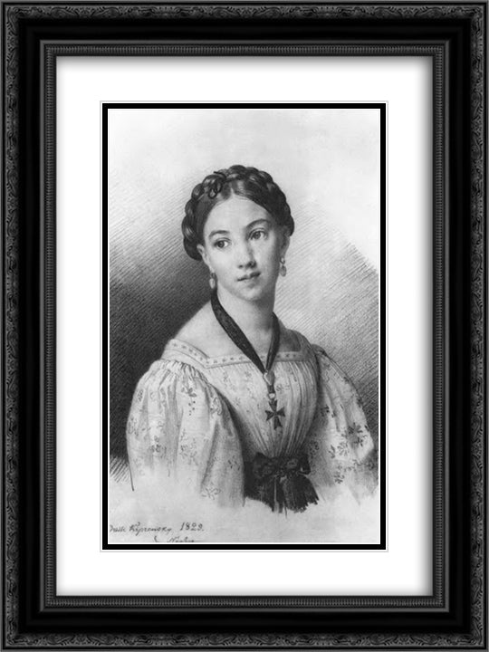 Portrait of a young girl 18x24 Black Ornate Wood Framed Art Print Poster with Double Matting by Kiprensky, Orest