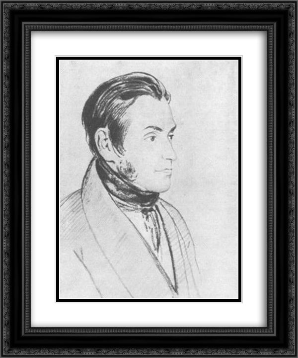 Portrait of Adam Mickiewicz 20x24 Black Ornate Wood Framed Art Print Poster with Double Matting by Kiprensky, Orest