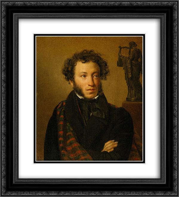 Portrait of Alexander Pushkin 20x22 Black Ornate Wood Framed Art Print Poster with Double Matting by Kiprensky, Orest