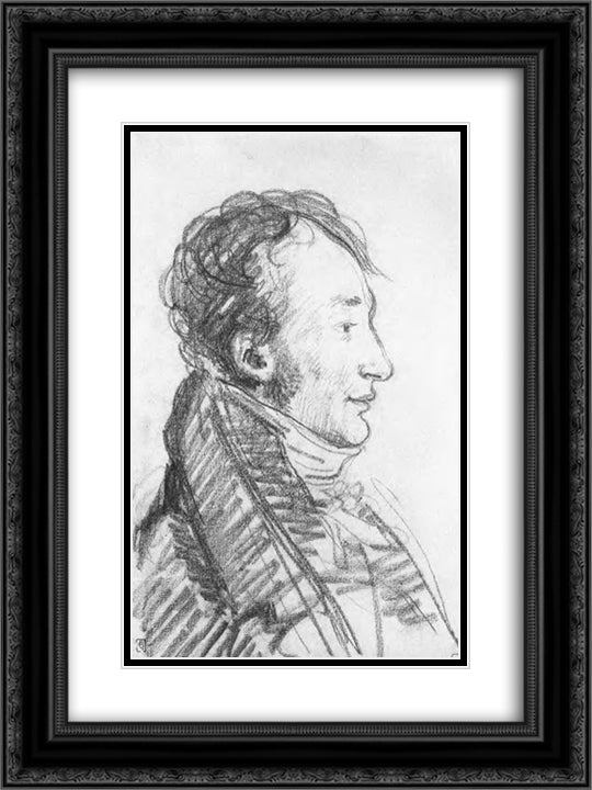Portrait of Alexander Varnek 18x24 Black Ornate Wood Framed Art Print Poster with Double Matting by Kiprensky, Orest