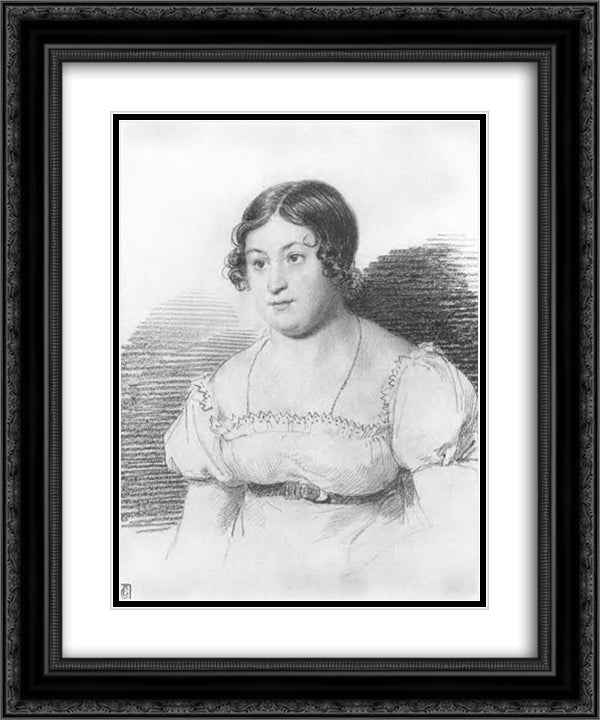 Portrait of Alexandra Lanskaya 20x24 Black Ornate Wood Framed Art Print Poster with Double Matting by Kiprensky, Orest