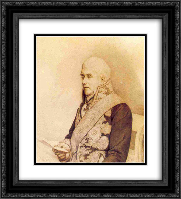 Portrait of Andrey Yakovlevich Italinsky 20x22 Black Ornate Wood Framed Art Print Poster with Double Matting by Kiprensky, Orest