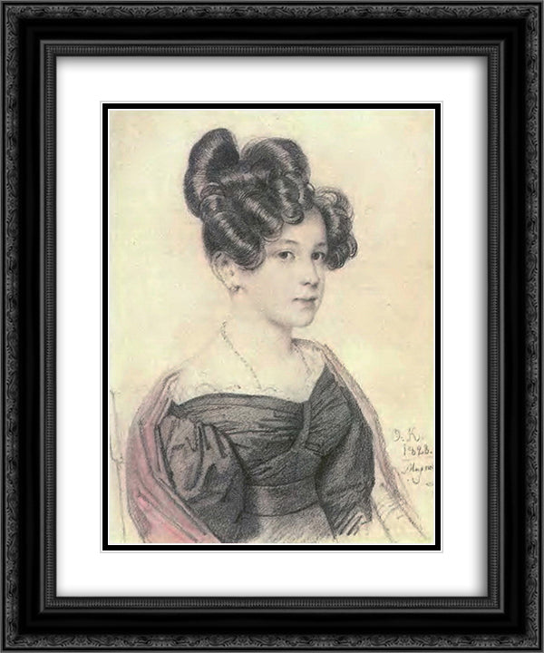 Portrait of Anna Olenina 20x24 Black Ornate Wood Framed Art Print Poster with Double Matting by Kiprensky, Orest
