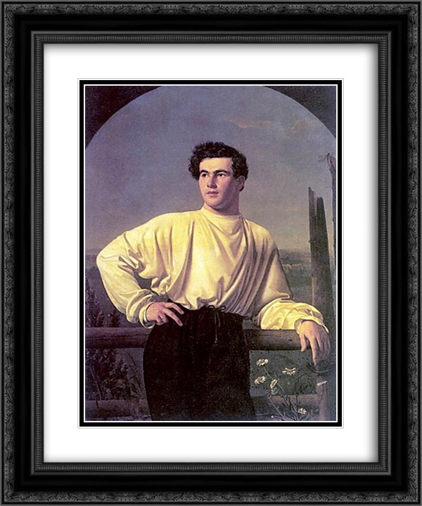 Portrait of Athanasius Shishmarev 20x24 Black Ornate Wood Framed Art Print Poster with Double Matting by Kiprensky, Orest