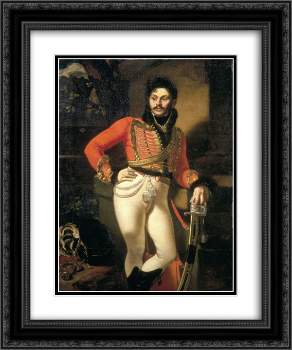Portrait of Colonel Evgraf V. Davydov 20x24 Black Ornate Wood Framed Art Print Poster with Double Matting by Kiprensky, Orest